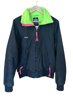Vintage Columbia Neon and Black Bomber Jacket Men’s S/Women’s M (size estimated)